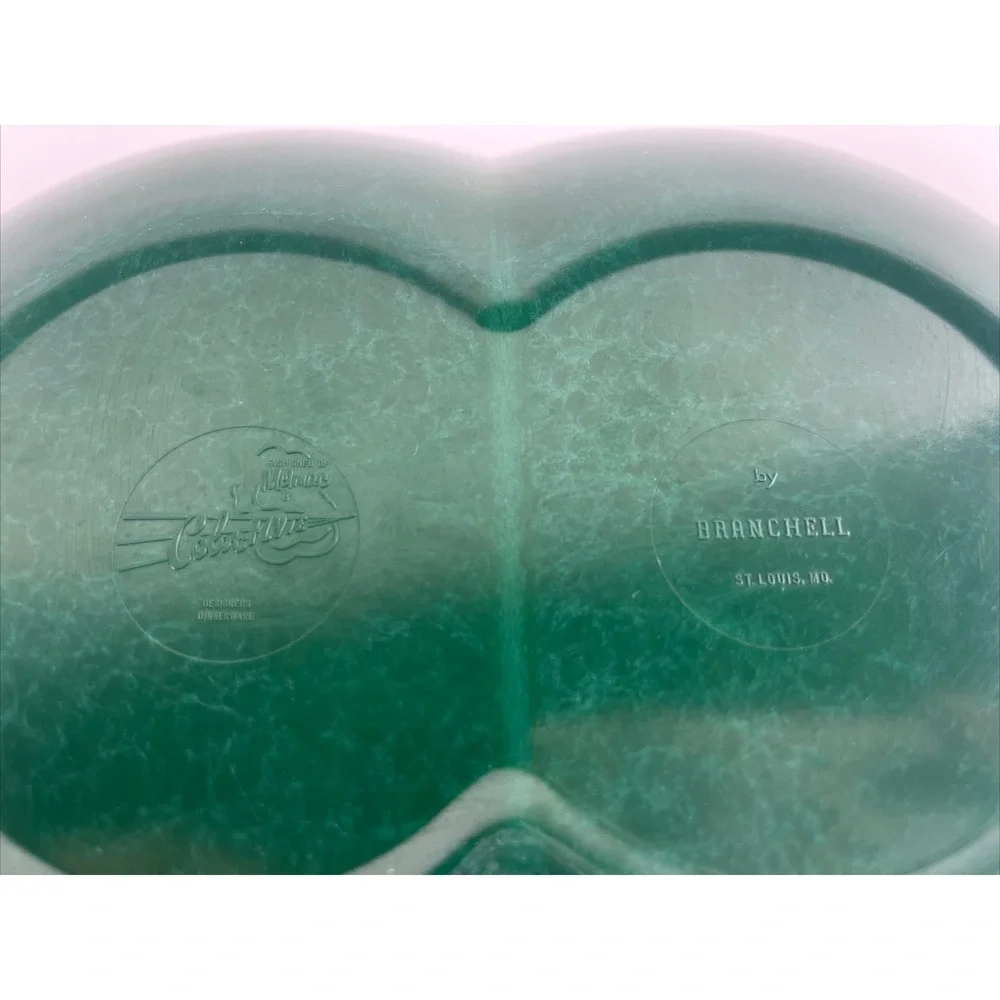 Vintage Green Melmac Color Flyte by‎ Branchell Divided Double Bubble Bowl